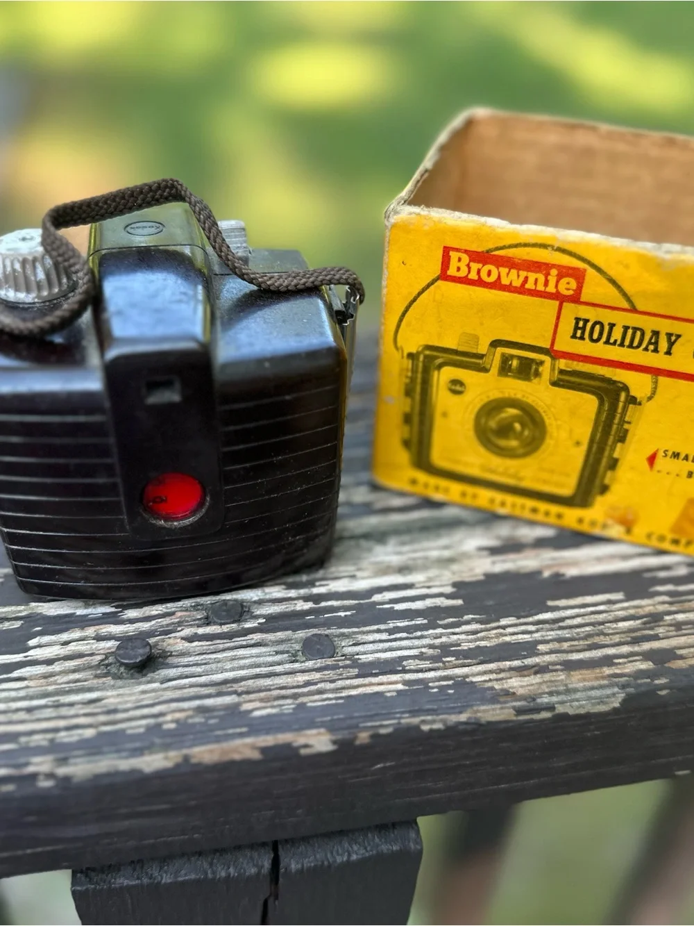 Kodak Vintage Brownie Holiday Camera with Yellow Box - Selling as Decor